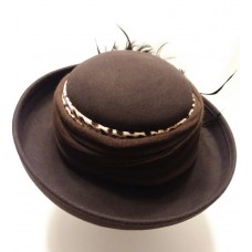 August Mujer&apos;s Fine Millinery 100% Wool Feathers Brown Church Dress Fancy Durby  eb-57320075